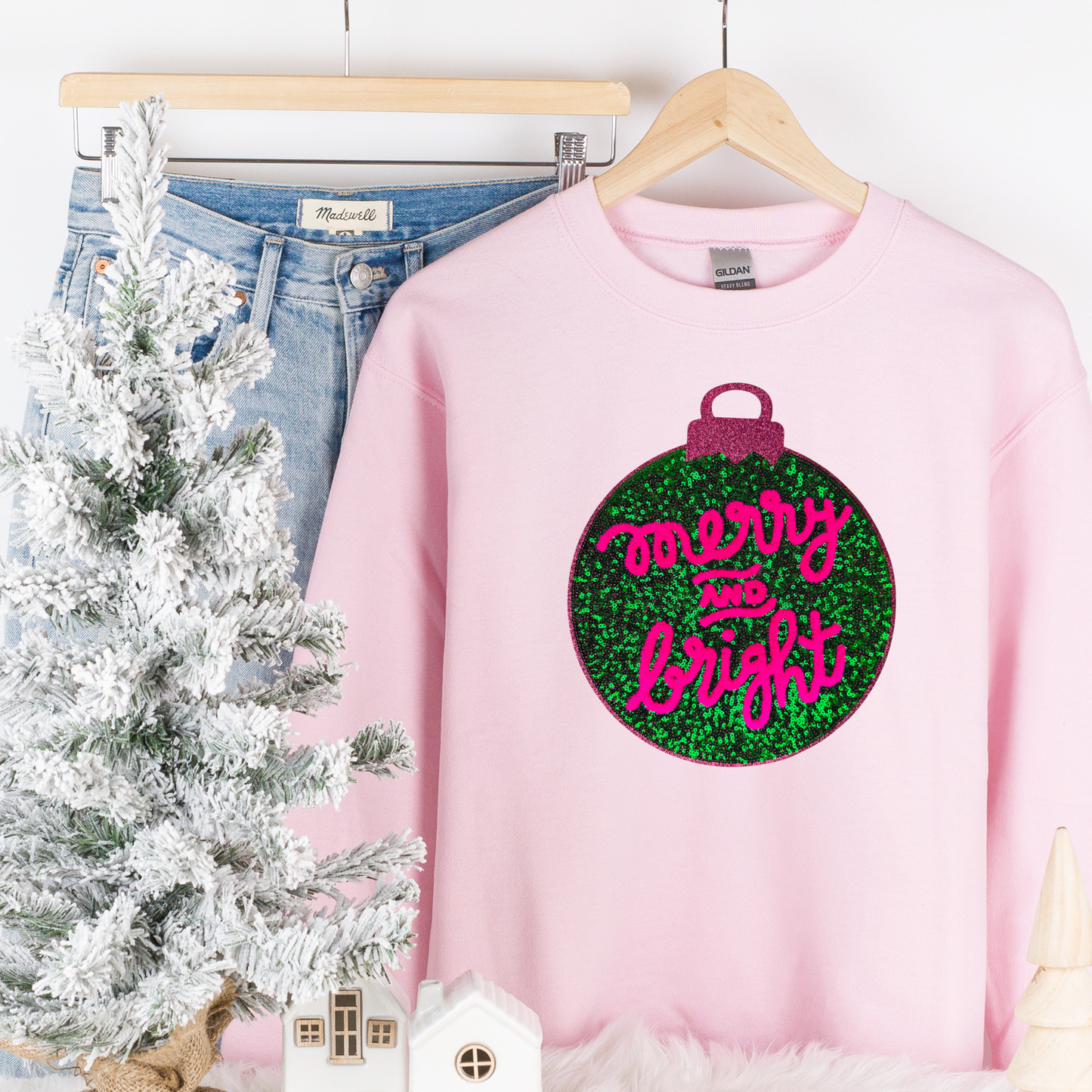 Merry and Bright Ornament Sequin Patch