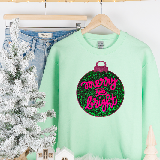 Merry and Bright Ornament Sequin Patch