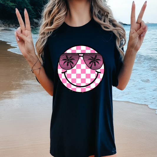 Pink Checkered Smiley