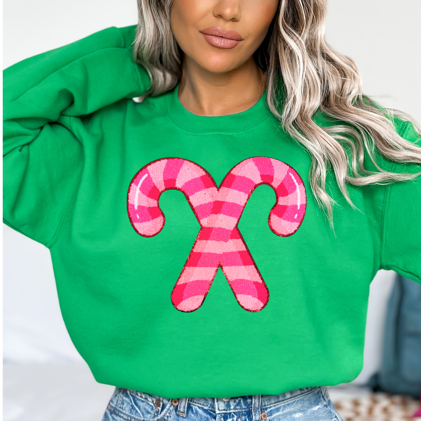 Pink Candy Cane Chenille Patch