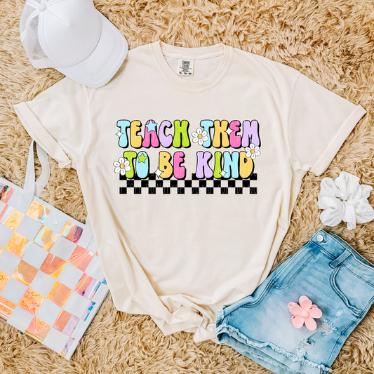 Teach Them To Be Kind Retro Checkered