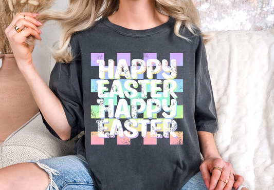 Happy Easter Pastel Checkered