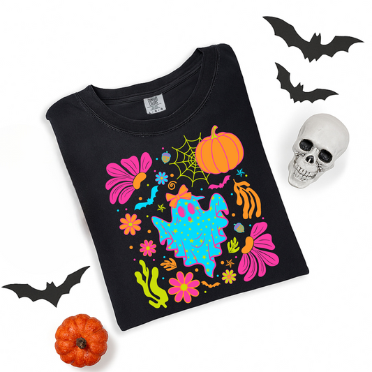 Colorful Ghost Halloween Floral