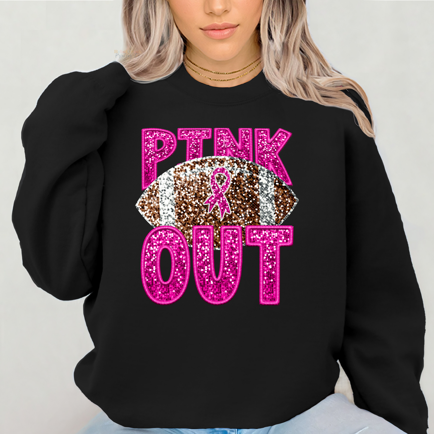 Pink Out Football Faux Sequin