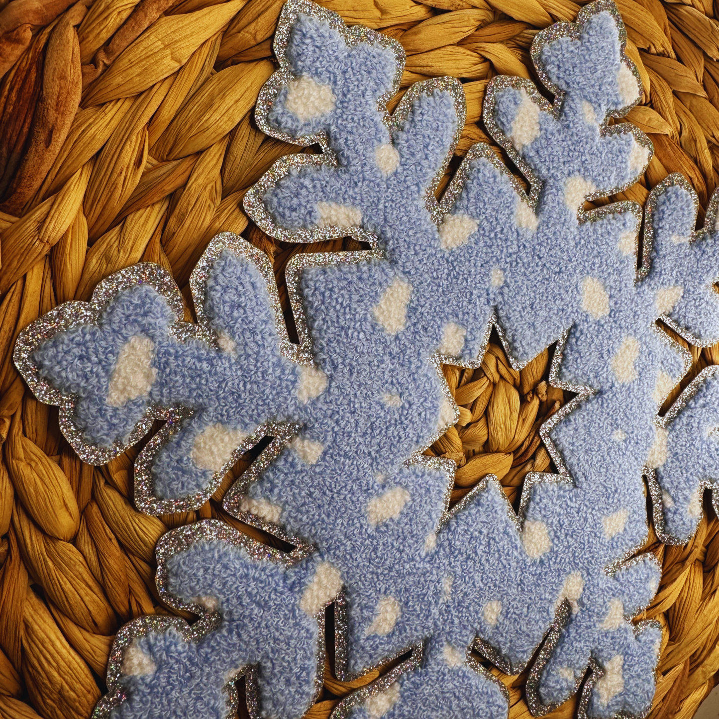 Blue Polka Dot Snowflake Chenille Patch