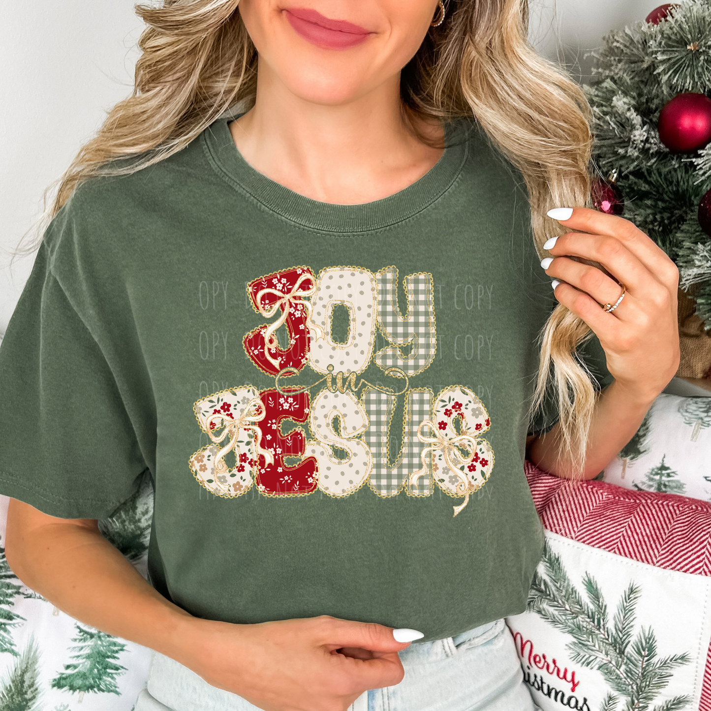 Joy In Jesus Christmas Floral Coquette