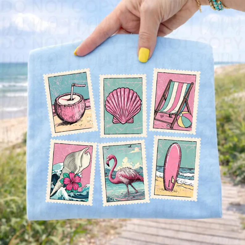 Vintage Summer Beach Stamps