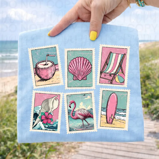 Vintage Summer Beach Stamps