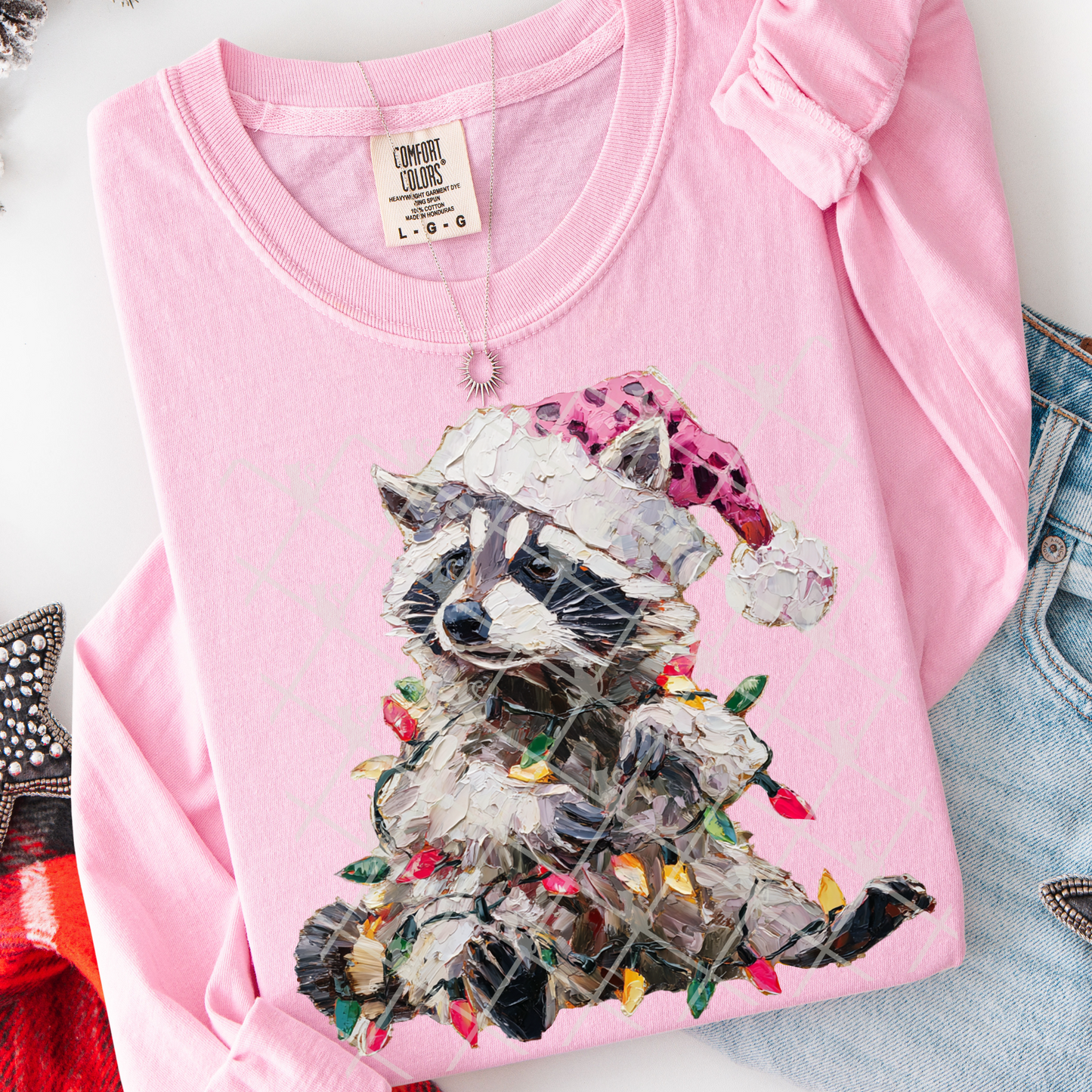 Painted Christmas Feral Raccoon