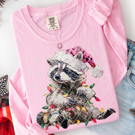 Painted Christmas Feral Raccoon