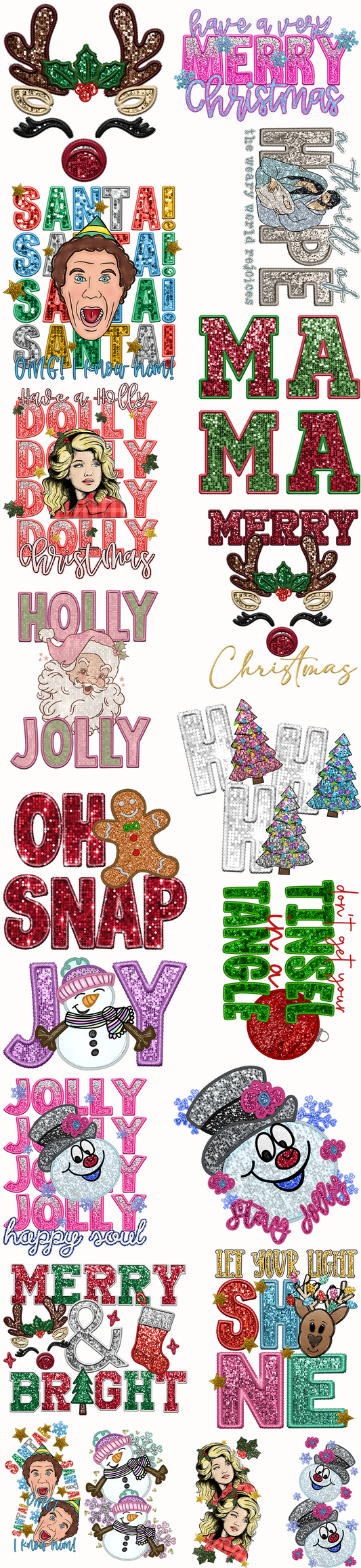 Faux Embroidery Sequin Patch Premade Gang Sheet (22x96)