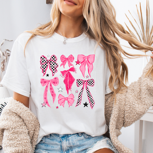 Pink Checkered Collage Bow