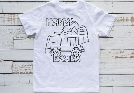 Happy Easter Dump Truck coloring