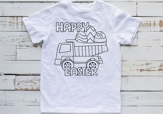 Happy Easter Dump Truck Color T-shirt