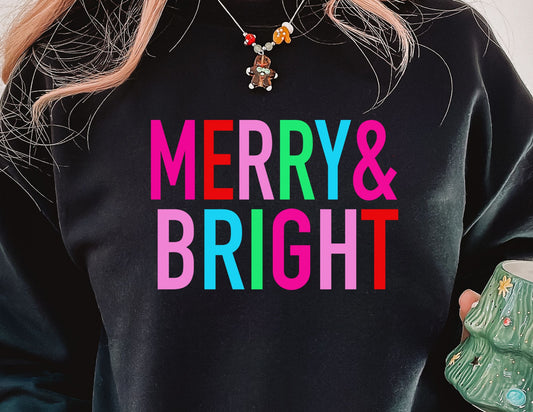 Merry and Bright Colorful DTF Transfer