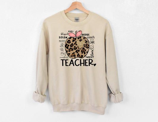 Teacher Leopard Apple DTF Transfer